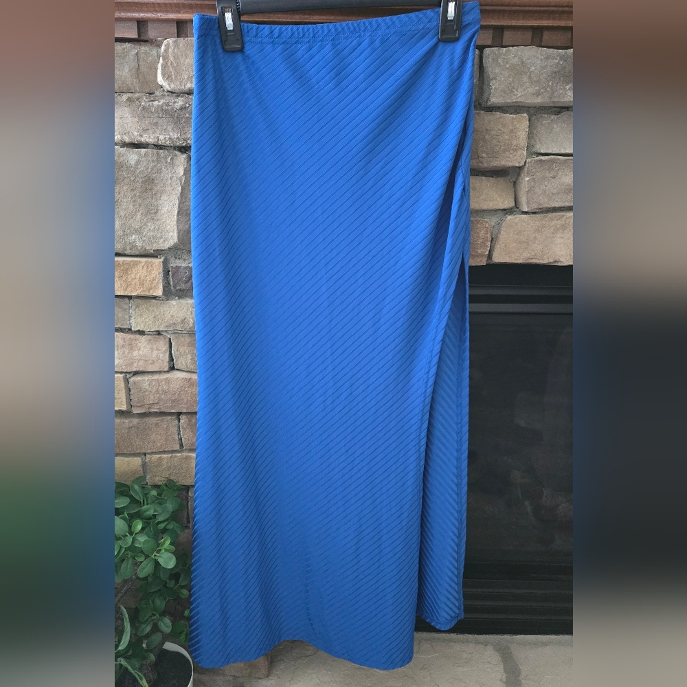 Blue Maxi Skirt With Side Slit